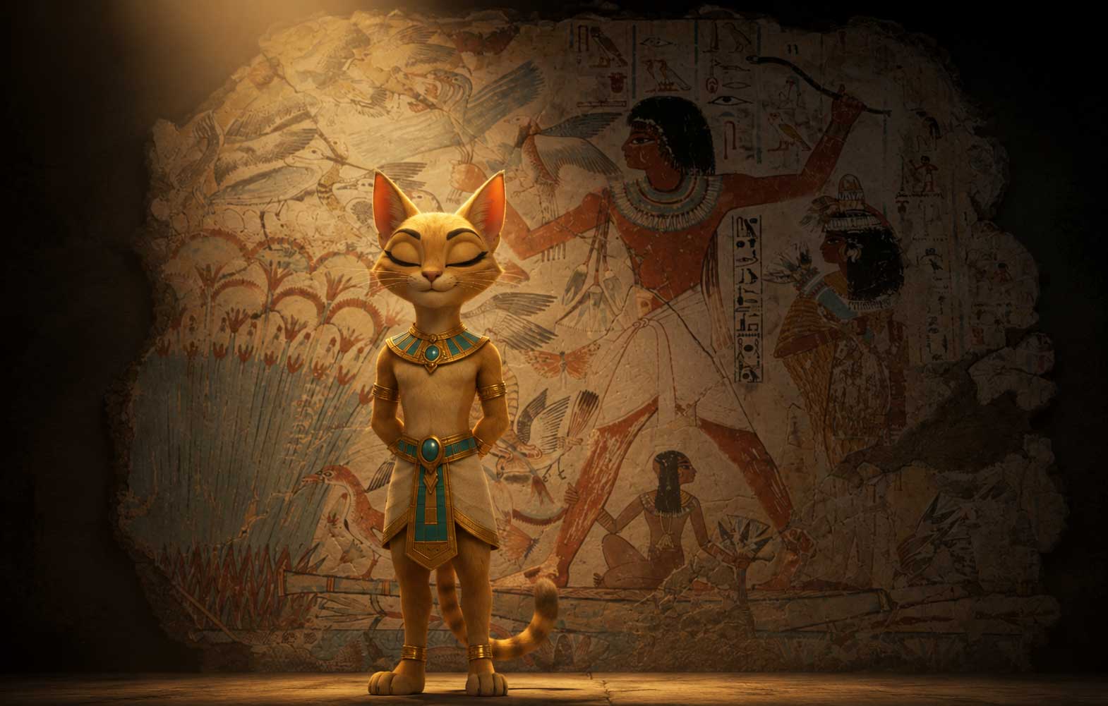 Miw asleep within Nebamun's painting
